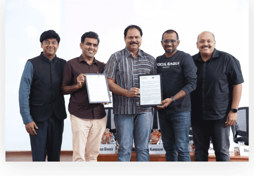 Social Eagle and Anandham Youth Foundation team members at the CSR partnership signing.